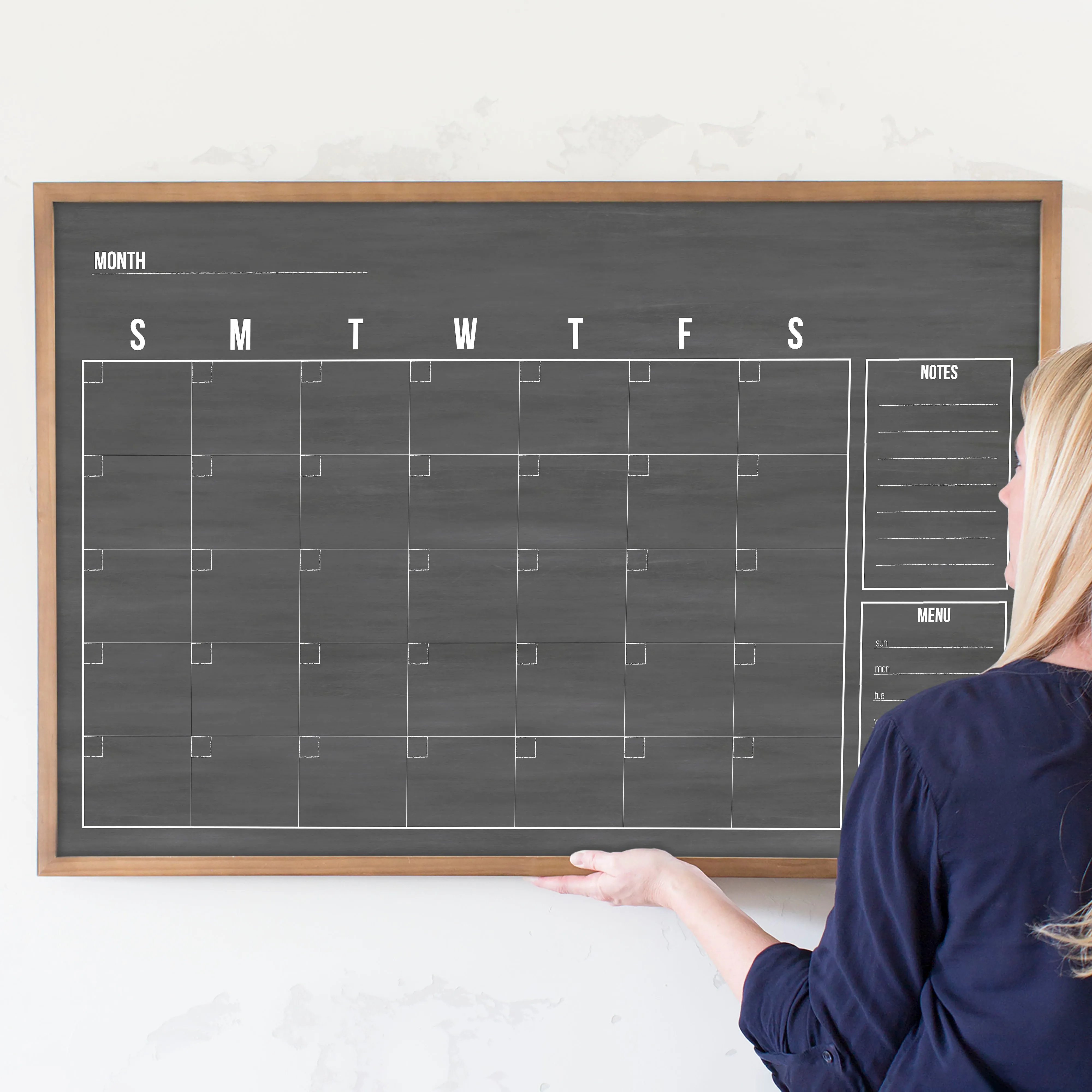 Monthly Framed Chalkboard Calendar   2 sections | Horizontal Dwyer