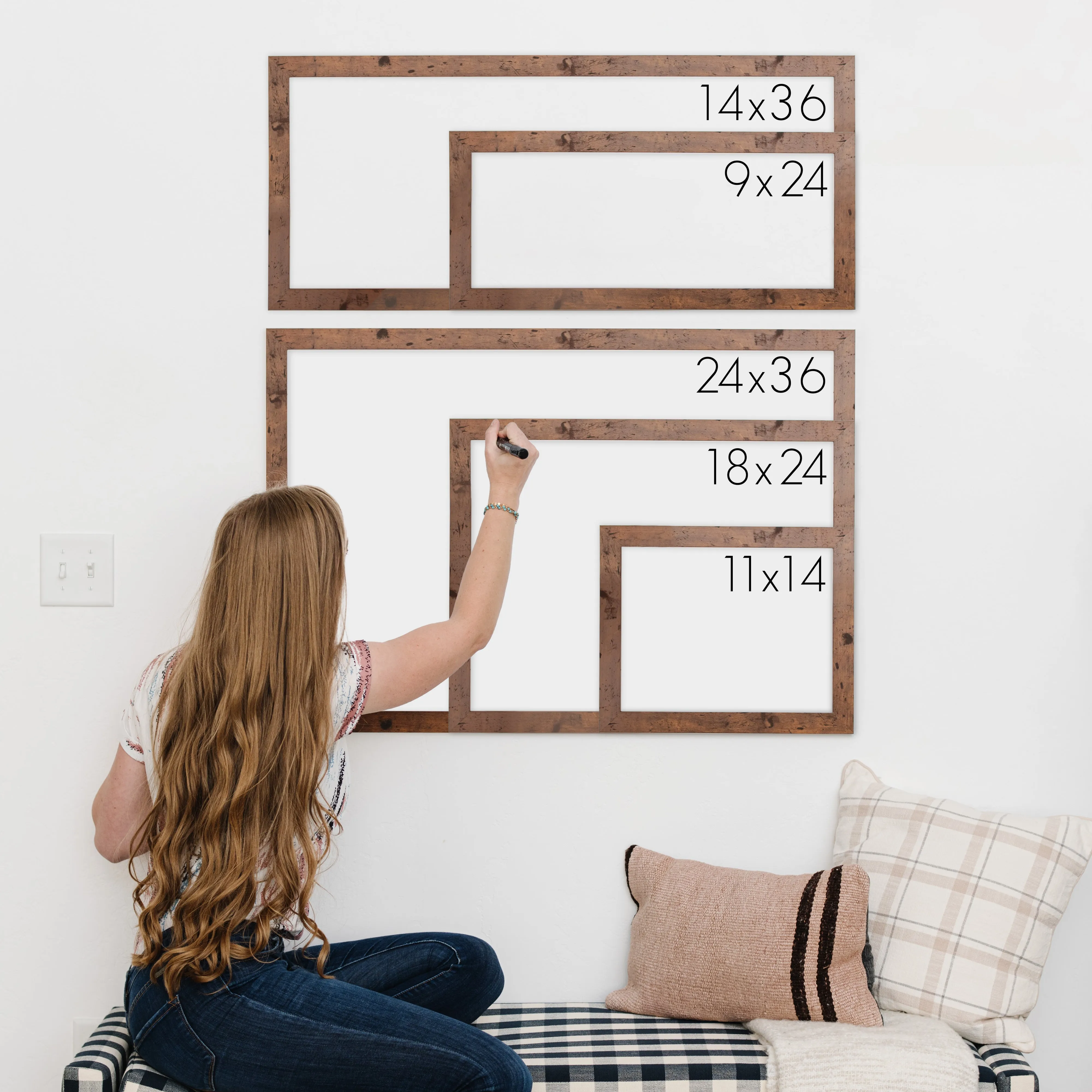 Monthly Framed Chalkboard Calendar   2 sections | Horizontal Dwyer