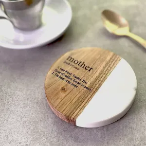 Mother Definition Marble Coaster (Inc Gift Box) | Gift for Mum | Best Mum | Mothers Day Gift | Gifts for Her | Prosecco Coaster | Tea | Wine