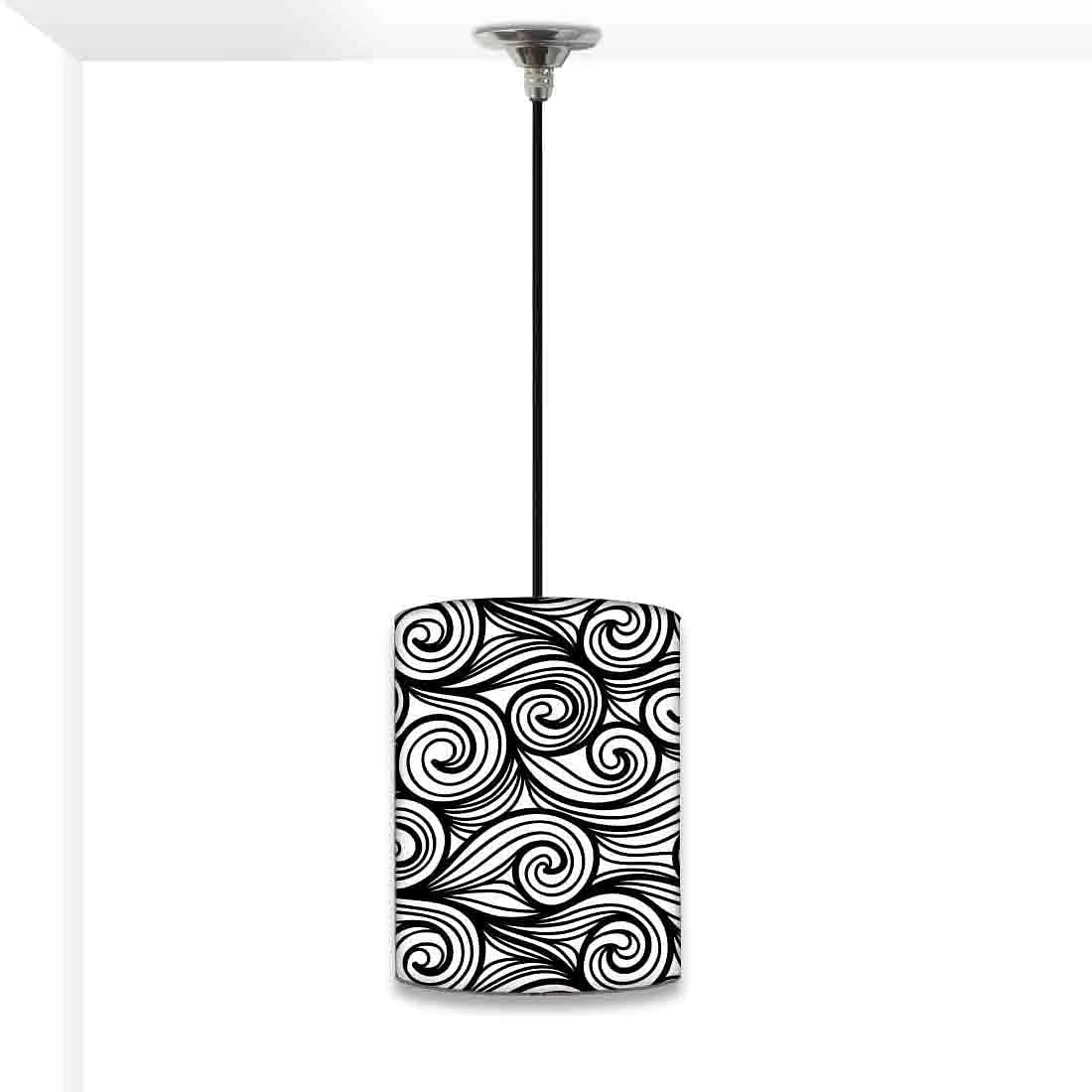 New Modern Hanging Pendant Lamp - Waves Pattern Black