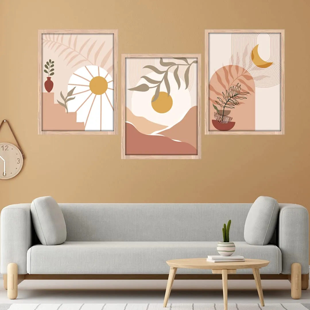 NoWorries Modern Art floral Wall Decor Framed Paintings for Living Room - Framed Wall Posters/Paintings with Frame - Painting Wall Decoration, Set of 3 (10x13 inches)