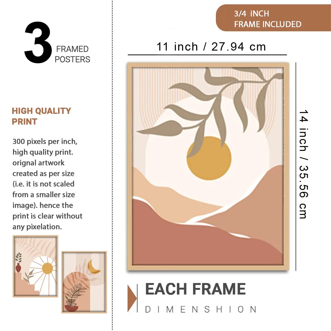 NoWorries Modern Art floral Wall Decor Framed Paintings for Living Room - Framed Wall Posters/Paintings with Frame - Painting Wall Decoration, Set of 3 (10x13 inches)