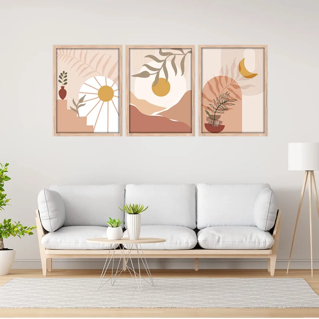 NoWorries Modern Art floral Wall Decor Framed Paintings for Living Room - Framed Wall Posters/Paintings with Frame - Painting Wall Decoration, Set of 3 (10x13 inches)