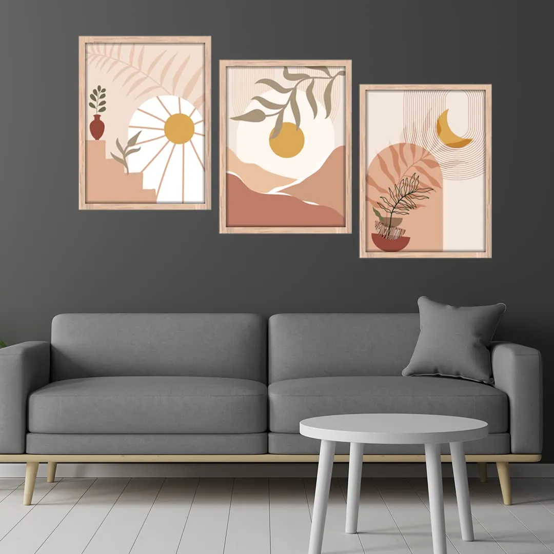 NoWorries Modern Art floral Wall Decor Framed Paintings for Living Room - Framed Wall Posters/Paintings with Frame - Painting Wall Decoration, Set of 3 (10x13 inches)