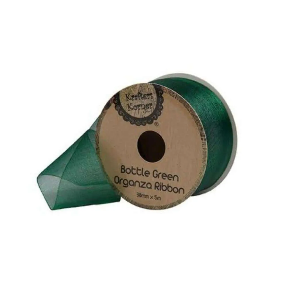 Organza Bottle Green Ribbon 38mm x 3m