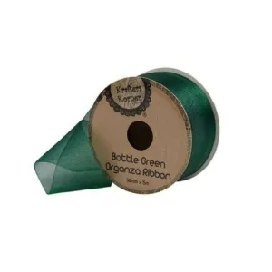 Organza Bottle Green Ribbon 38mm x 3m