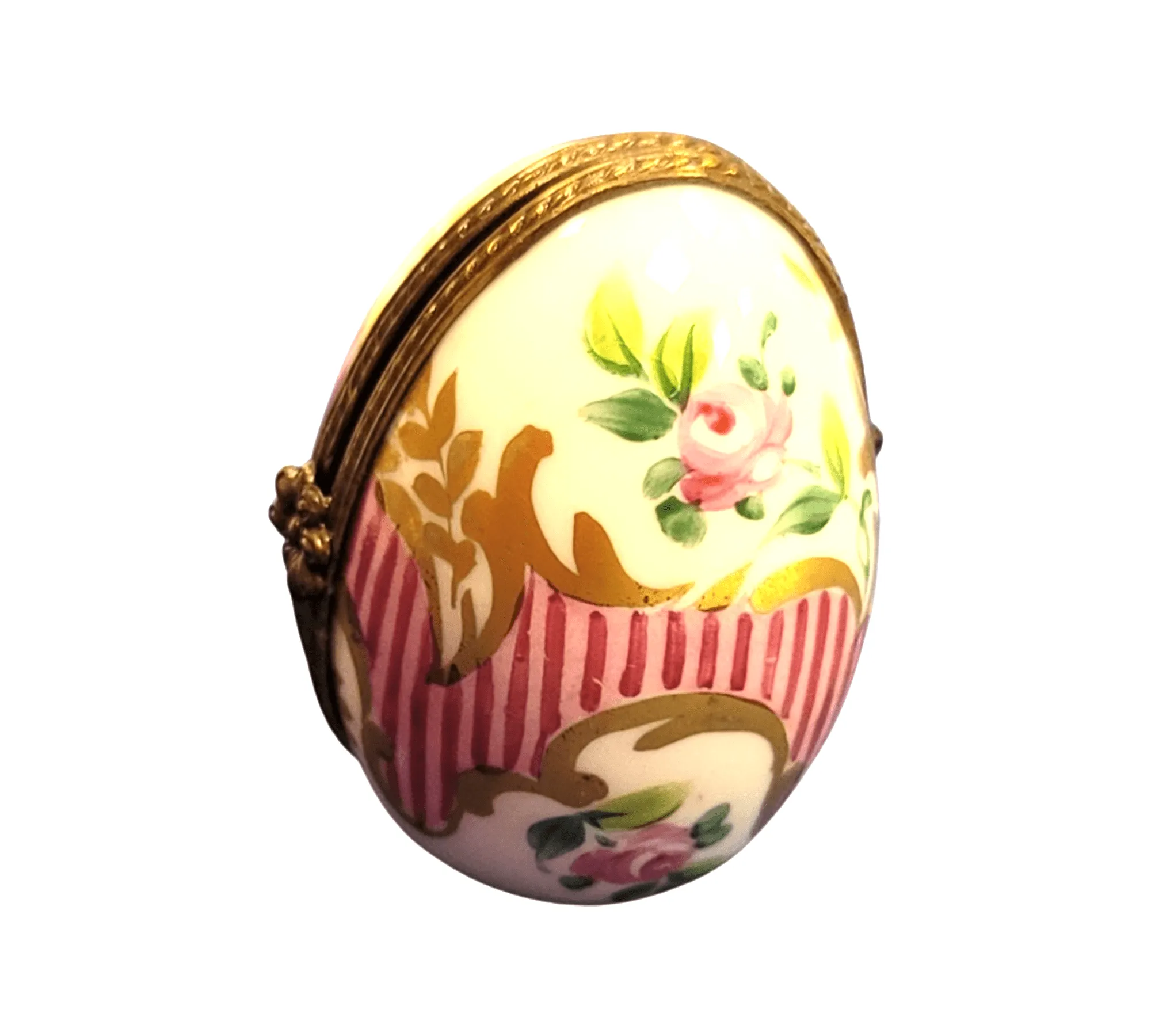 Pink Stripes Oval Picture Frame Vert Inside