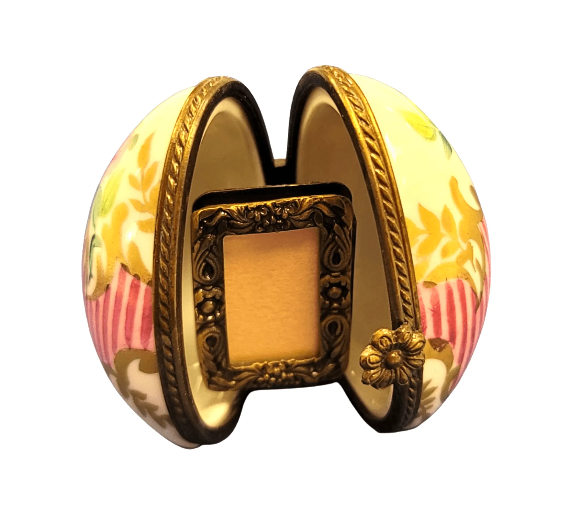 Pink Stripes Oval Picture Frame Vert Inside
