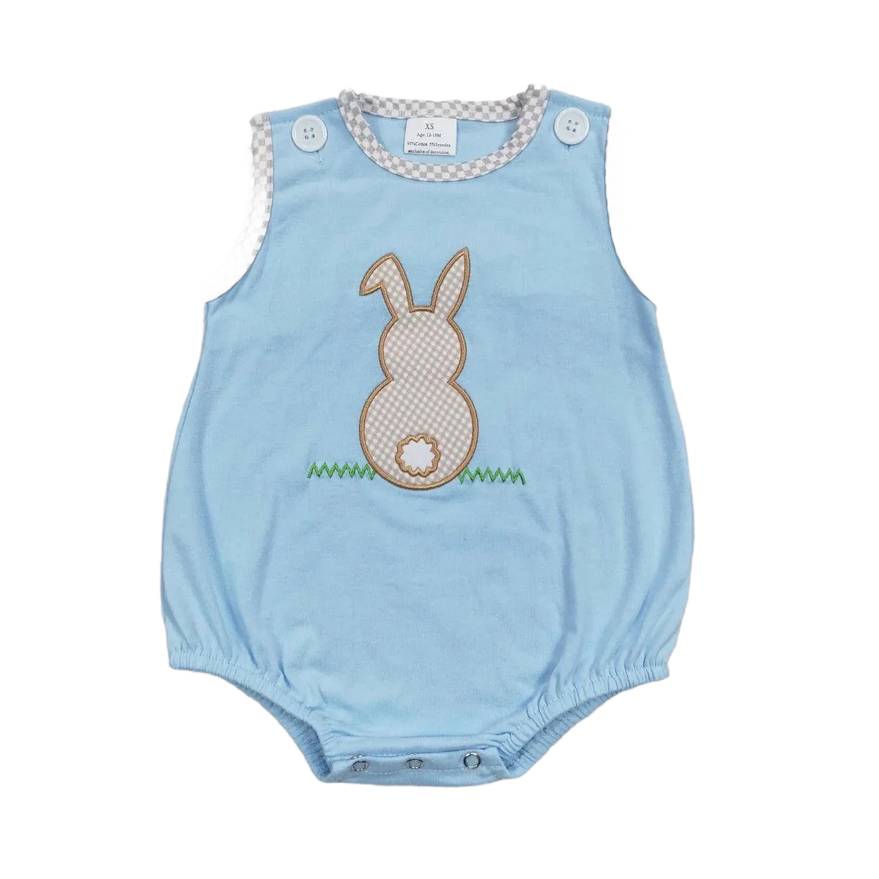 "Bunny Sweetie" Blue Baby's Romper