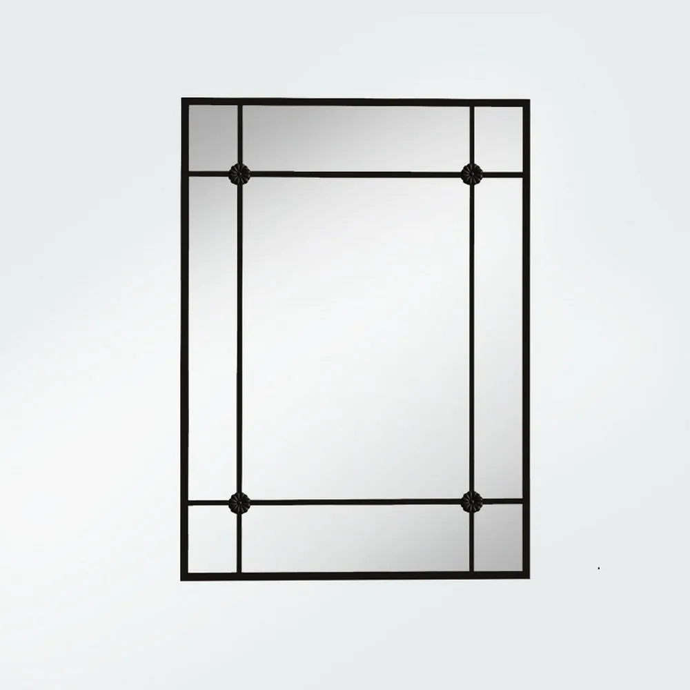 Rectangular Window Wall Mirror, Metal Window Mirror, Black