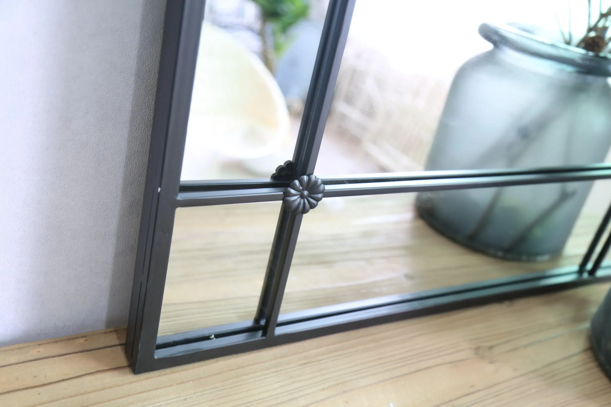 Rectangular Window Wall Mirror, Metal Window Mirror, Black