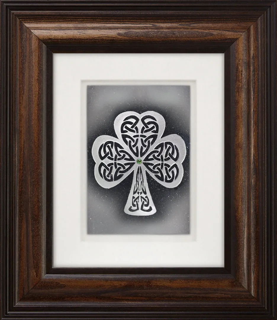 Shamrock — Framed Hand-Carved Fine Art Glass