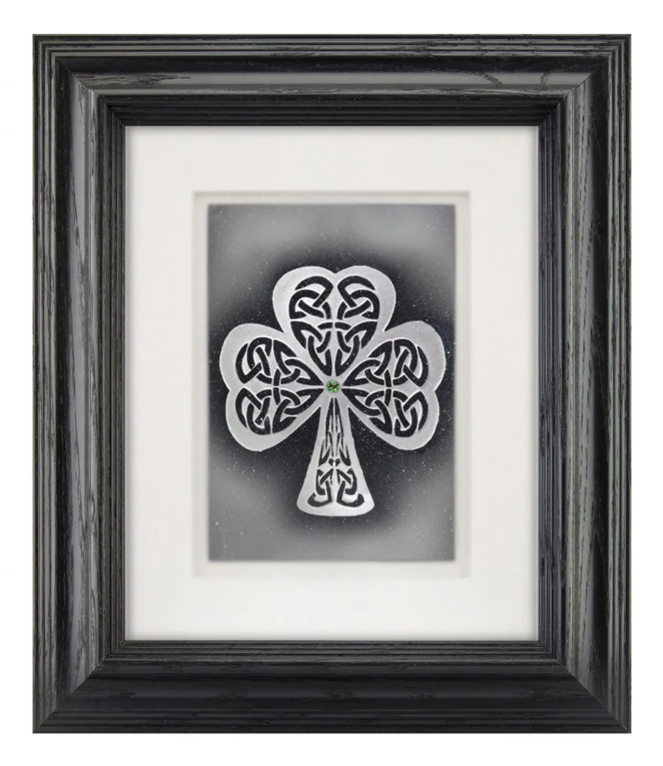 Shamrock — Framed Hand-Carved Fine Art Glass