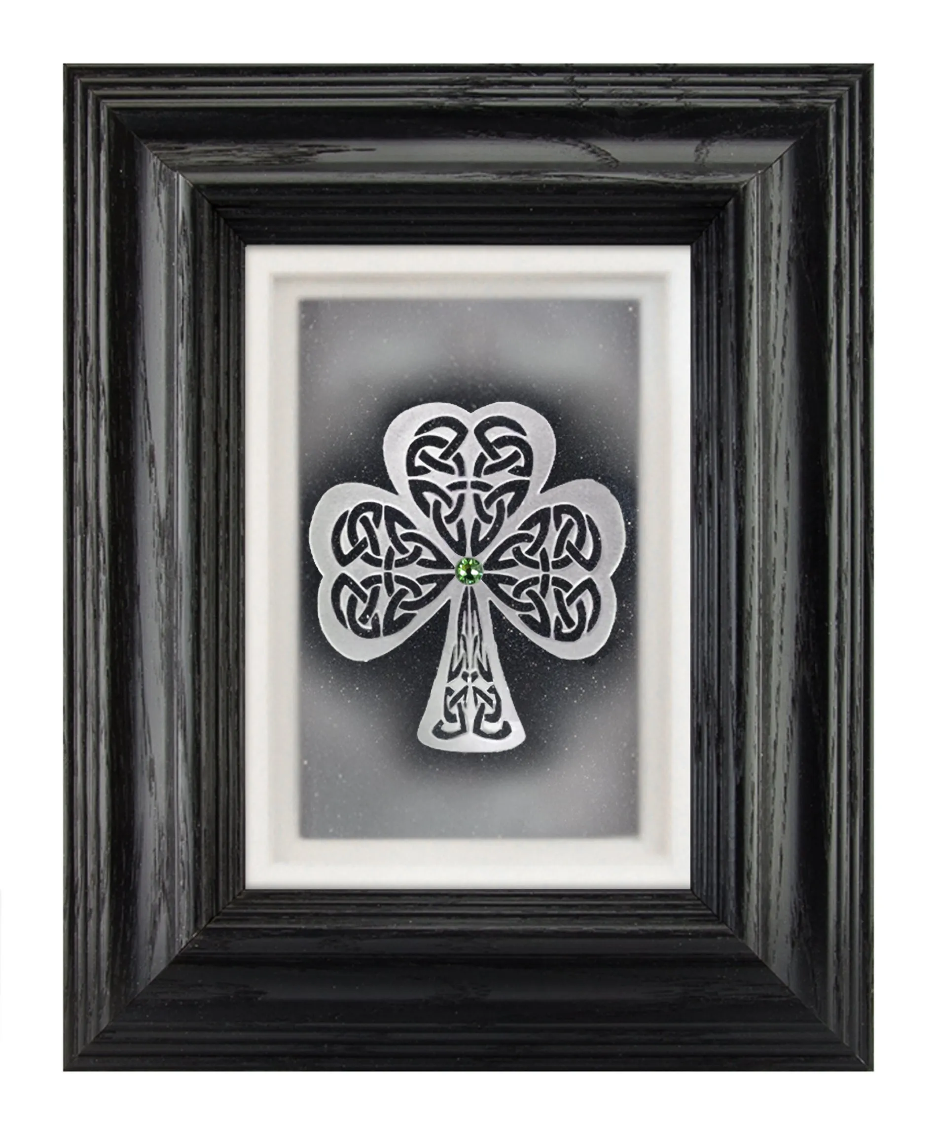 Shamrock — Framed Hand-Carved Fine Art Glass