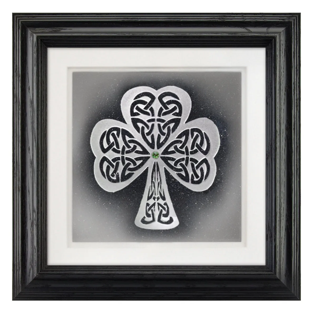 Shamrock — Framed Hand-Carved Fine Art Glass