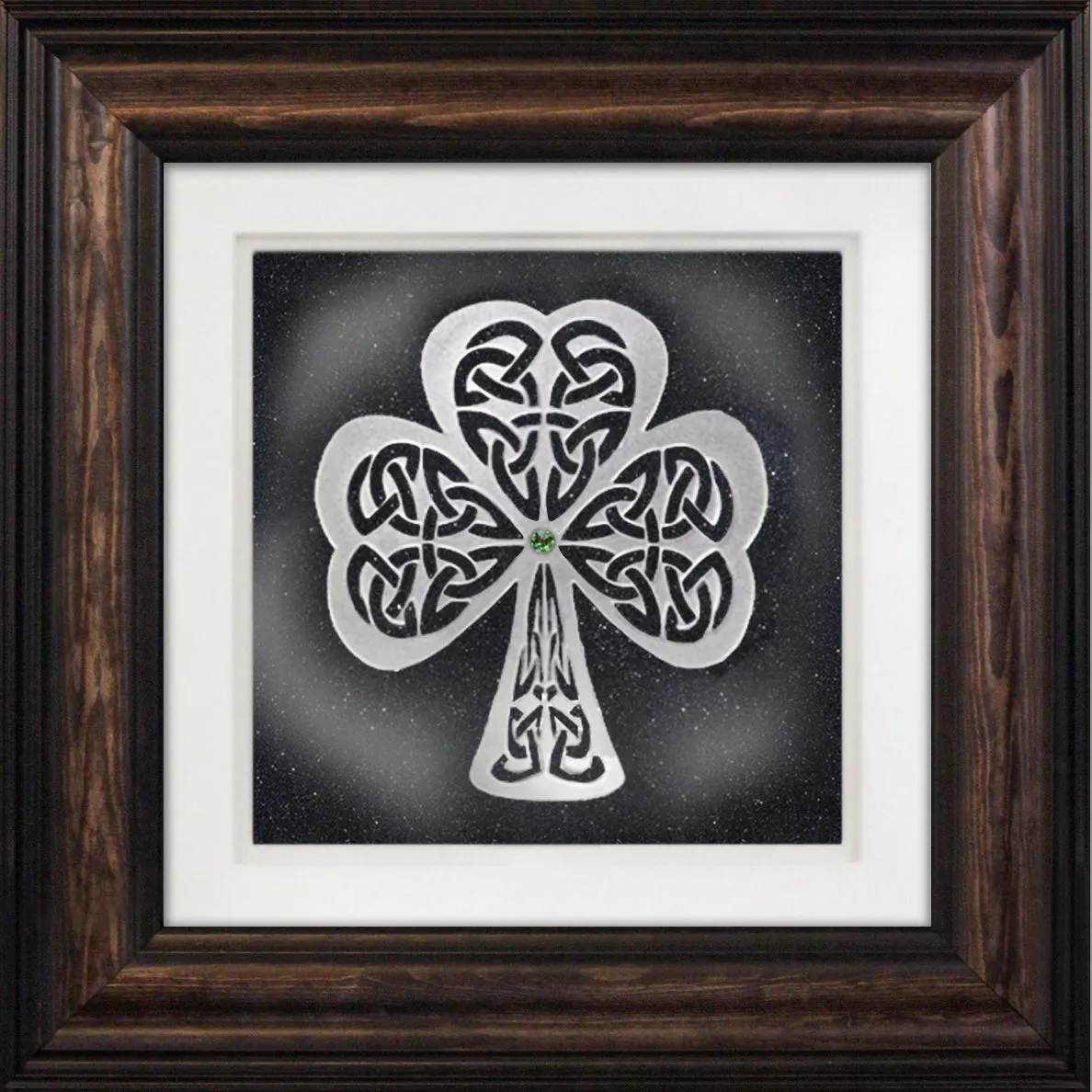 Shamrock — Framed Hand-Carved Fine Art Glass