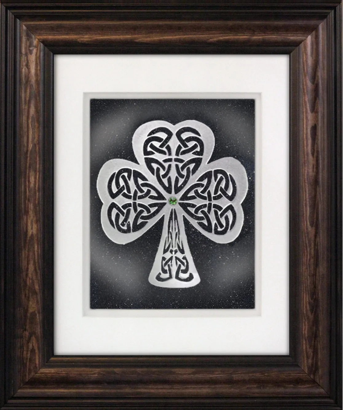 Shamrock — Framed Hand-Carved Fine Art Glass