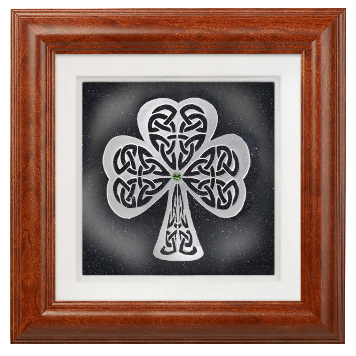 Shamrock — Framed Hand-Carved Fine Art Glass
