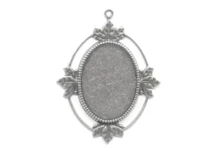 silver plated brass frame setting for 40X30mm cabochon. 1 ring. Pkg of 1 b9-0803-1s