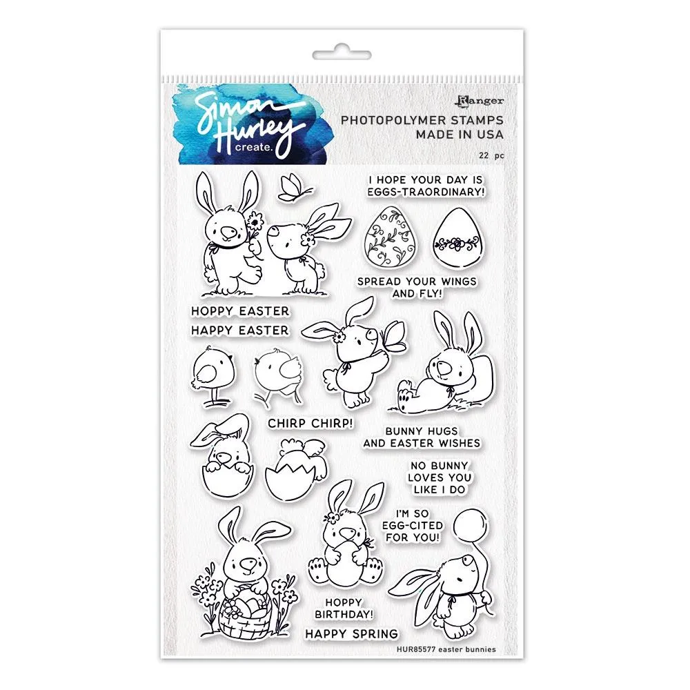 Simon Hurley create. Clear Stamps 6"X9" Easter Bunnies*