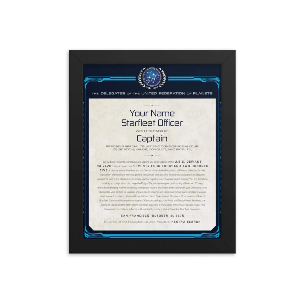 Star Trek: Deep Space Nine Personalized Captain's Assignment Letter U.S.S. Defiant NX-74205