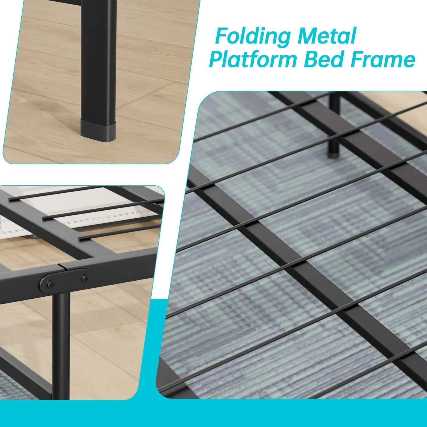Twin Bed Frame Metal Platform Bed Frame Twin Size 14 Inch Mattress Foundation Box Spring Replacement Heavy Duty Steel Slat Easy Assembly Noise-Free,Black