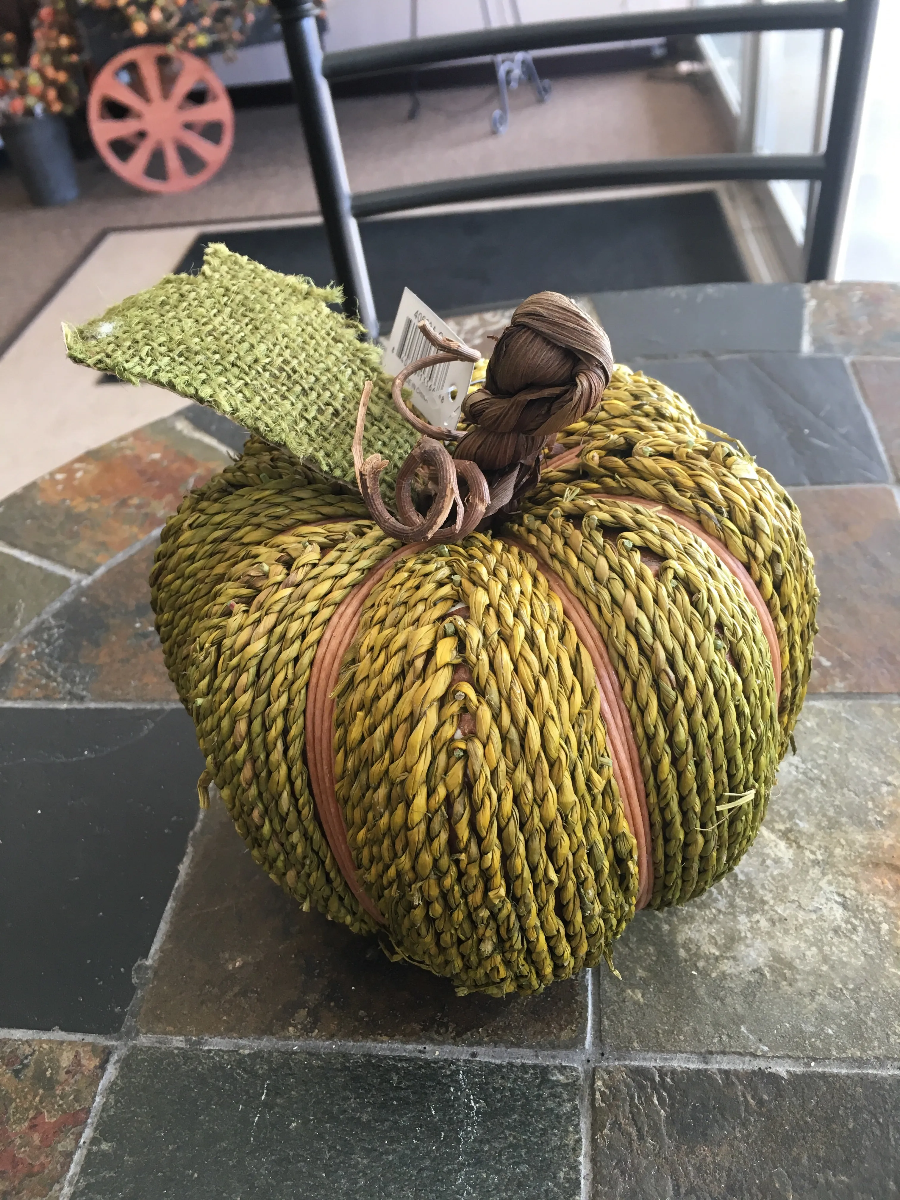 Twine Pumpkin with Burlap