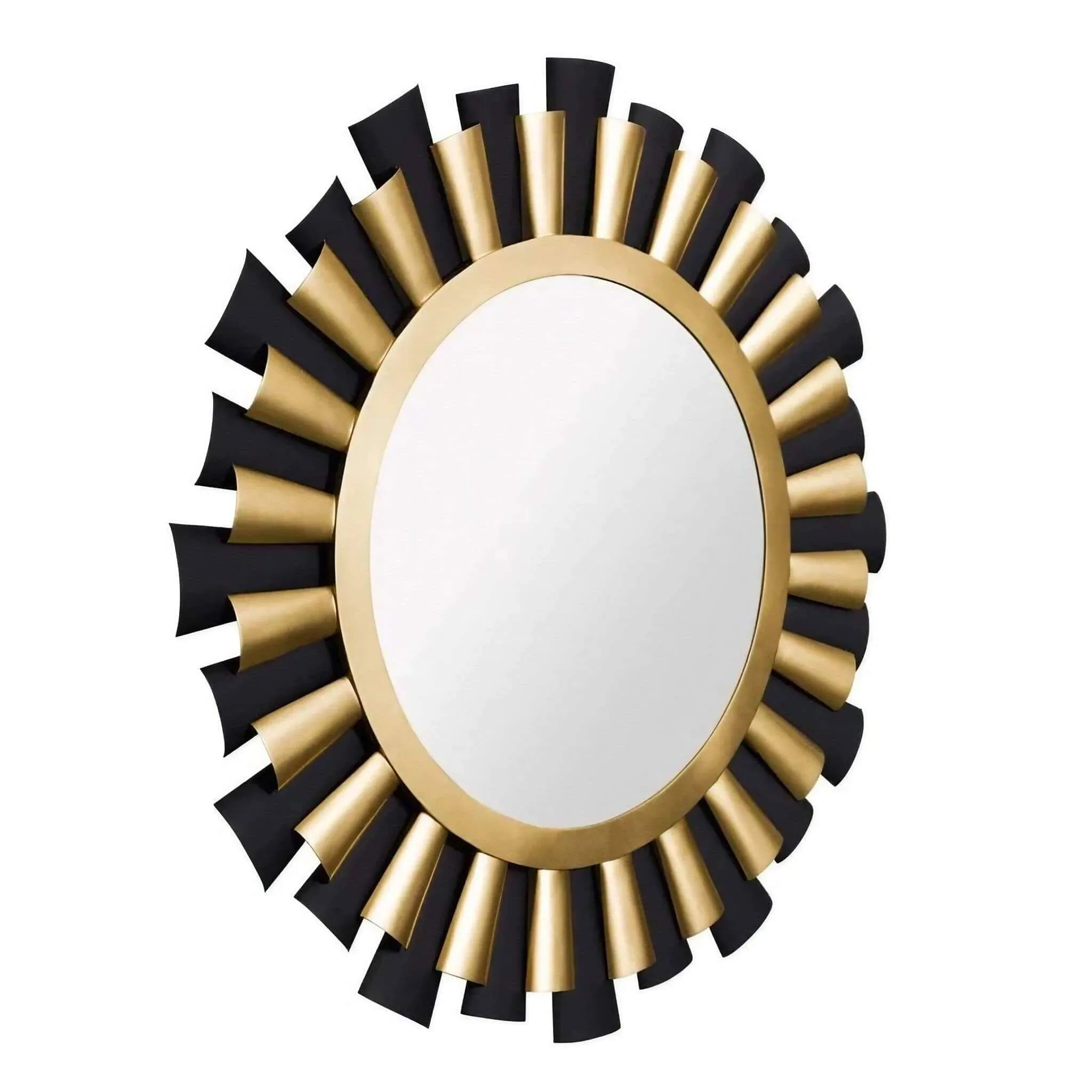 Varaluz Daphne 36-inch Round Mirror—Matte Black/French Gold
