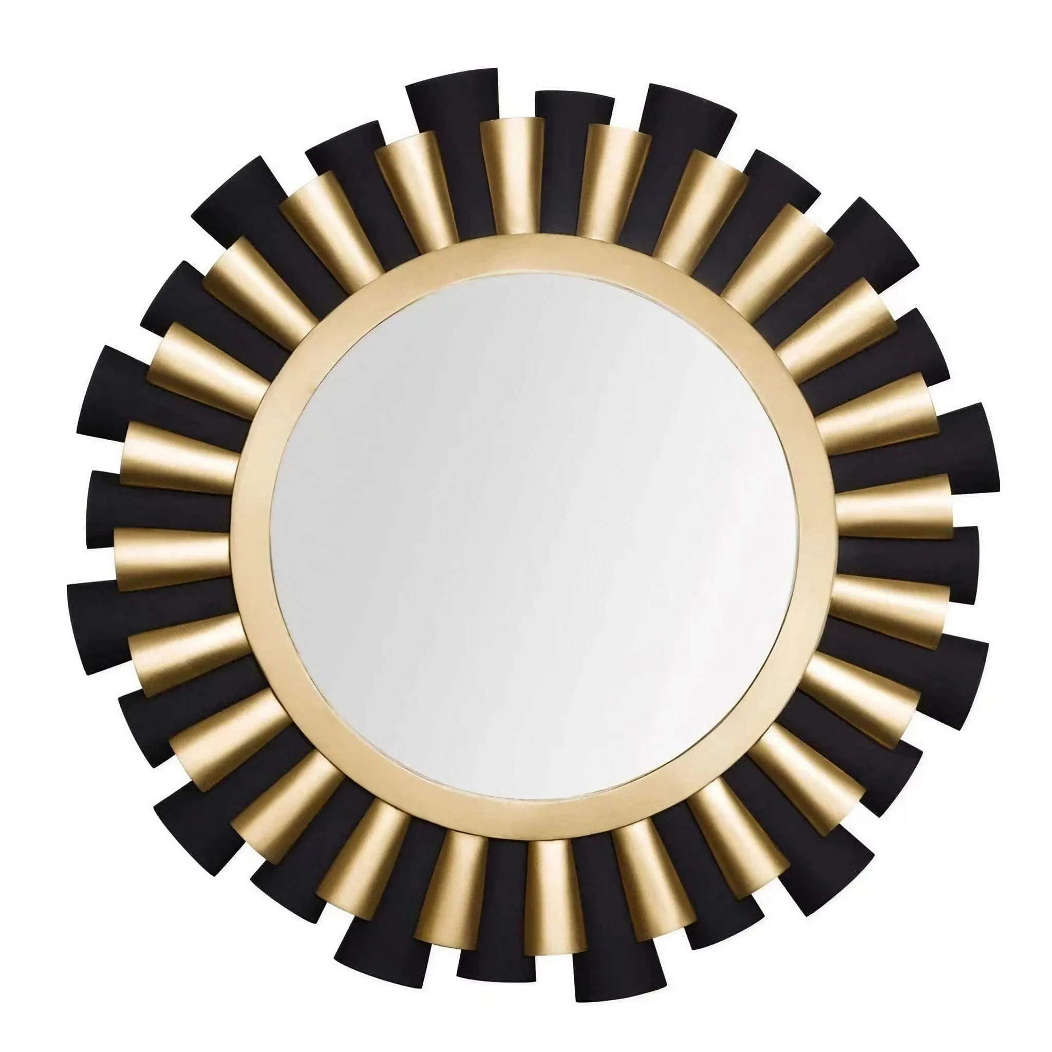 Varaluz Daphne 36-inch Round Mirror—Matte Black/French Gold
