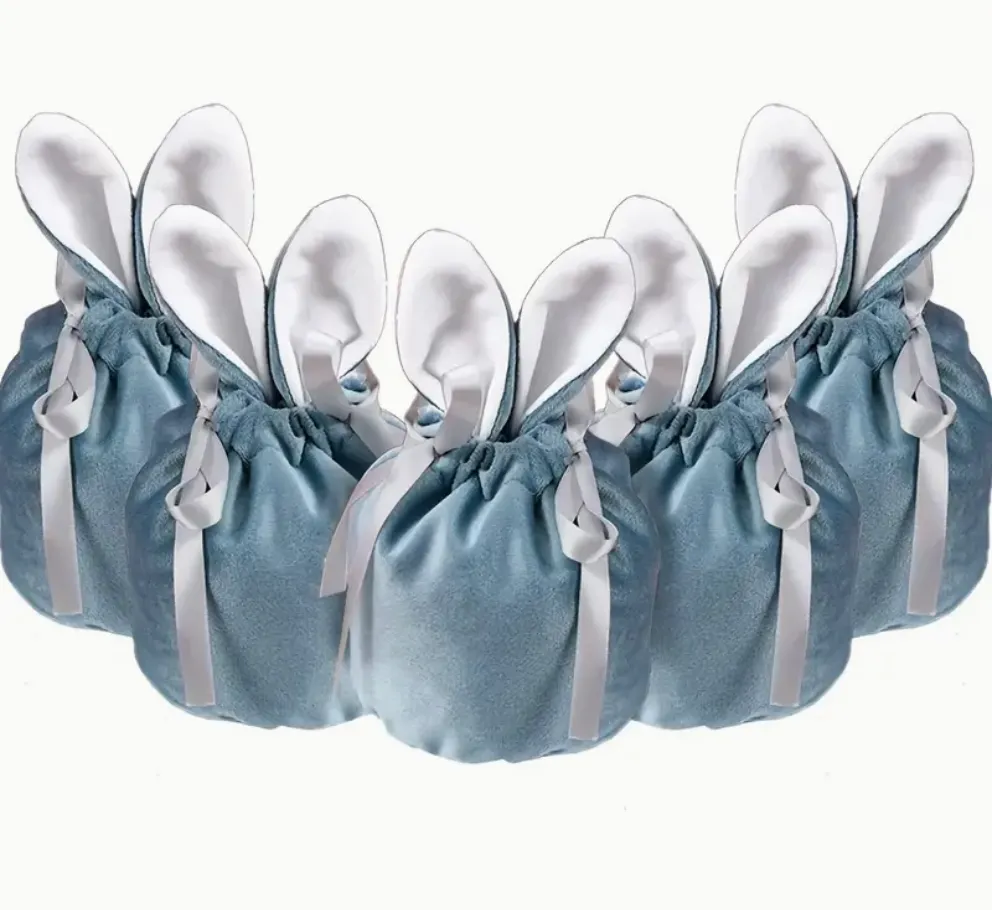 Velvet Bunny Ear Easter Pouch