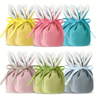 Velvet Bunny Ear Easter Pouch
