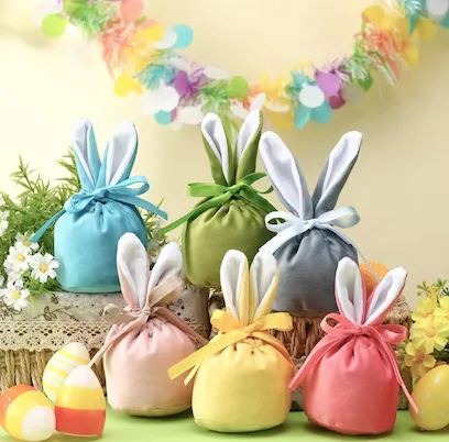 Velvet Bunny Ear Easter Pouch